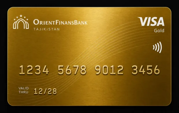 Tajikistan Gold карта Orient Finans Bank для международных оплат и переводов Visa Direct